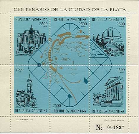 Hojita Block Centenario de la Ciudad de La PLata emitida en el ao 1982