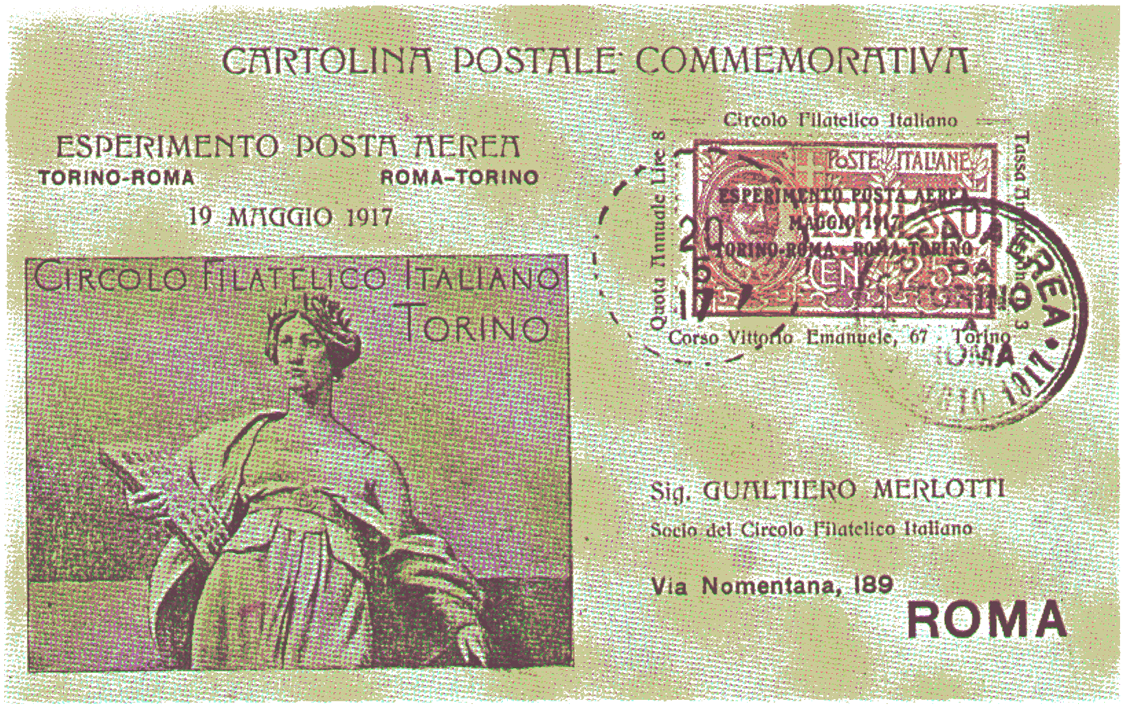 Cartolina Postale - Esperimento Posta Aerea