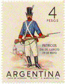 Soldado Patricio en los sellos postales argentinos