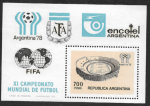 Mundial de Fútbol 1978 - Argentina Hoja Block con Emblemas y Logos de AFA FIFA