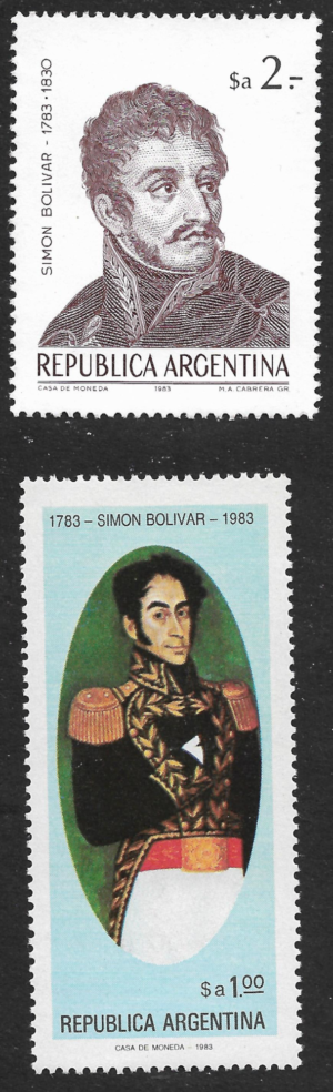 Serie de Simón Bolivar impreso en Offset sin Filigrana