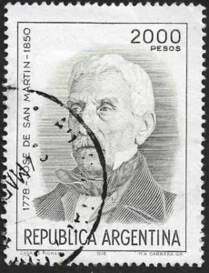 General José de San Martín - Vignette Portrait in Old Age of him - Year 1978