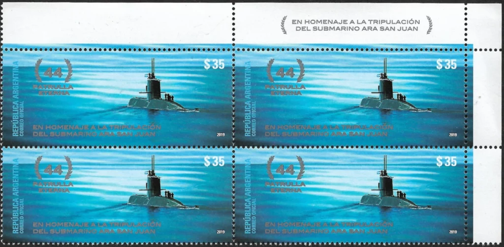 Sello Postal del Submarino ARA San Juan emitido en el año 2019