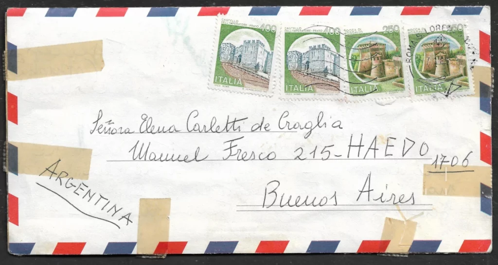 Carta Real Circulada Italia Argentina - Año 1989